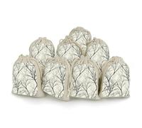 Tree Branch Bunches Pocket Cotton And Hemp with Drawstring 8 Pieces Reusable Gift Bags Jewelry Pouch for Wedding DIY Craft Party (4.9 X 6.7 Inch)