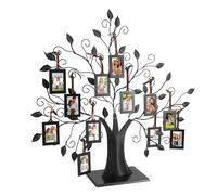 Tree Branch Photo Frame Metal Freestanding 12 Openings, 2 Pcs | Intricate Branch Leaf Carving Design, Matte Rust-Resistant Coating, Tabletop Picture Holder For Living Room Family Display, B