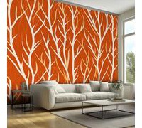 Tree Branch Wallpaper - Burnt Orange Wall Paper, Branch Home Decor, Non-Woven Waterproof Print Wallpapers for Bedroom Living Room, Feature Walls Mural 350x256 cm - RvX196