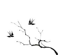 Tree Branch with Swallow Reusable Stencil A3 A4 A5 & Bigger Sizes Shabby Chic / J31 (PVC Reusable Stencil, A4 Size - 210 x 297 mm, 8.3 x 11.7 in)