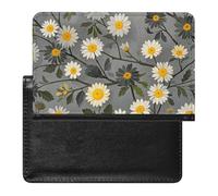 Tree Branch Yellow And White Floral Pattern Passport Holder Cover Secure Travel Wallet PU Leather Credit Cards Passport Organizer Bag for Women Men, white, One Size, Modern