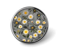 Tree Branch Yellow And White Floral Pattern Round Badge Personalized Metal Lapel Pin Badges Fit Clothing Bags Hat Humorous Printed Brooch Badge Party Decorations Accessories for Men Women