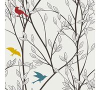 Tree Branches Upholstery Fabric by The Yard,Nature Cute Birds Reupholstery Fabric for Chairs,Wildlife Decorative Waterproof Outdoor Fabric,5 Yards,(L460*W150cm) Mustard Maroon