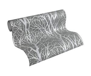 Tree Branches Wallpaper Dark Grey And Silver AS Creation 30094-3, 10.05 m x 53 cm