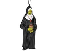 Tree Buddees Creepy Zombie Nun Halloween Ornament - Horror Resin Ornament with Chalice, Rosary & Red Eyes Undead Decoration