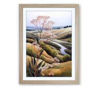 Tree by the Winding Stream Boho Framed Wall Art Print A3 (42×29.7cm) Oak, Wall Decor for Living Room, Bedroom, Office & Home, Ready to Hang, Art Gift