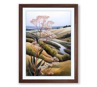 Tree by the Winding Stream Boho Framed Wall Art Print A4 (29.7×21cm) Walnut, Wall Decor for Living Room, Bedroom, Office & Home, Ready to Hang, Art Gift