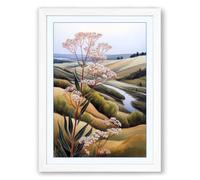 Tree by the Winding Stream Boho Framed Wall Art Print A4 (29.7×21cm) White, Wall Decor for Living Room, Bedroom, Office & Home, Ready to Hang, Art Gift