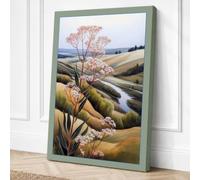 Tree by the Winding Stream Canvas Wall Art Print 24x16 Inch (61 x 41 cm)