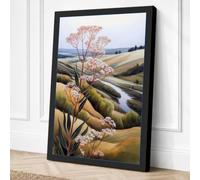 Tree by the Winding Stream Canvas Wall Art Print 36x24 Inch (91 x 61 cm)