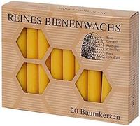 Tree Candles Pack of 20 100% Pure Beeswax, 100/13 mm, Christmas Tree Candles
