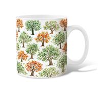 Tree Ceramic Coffee Mug, Fall Natural Leaves Branches Fall Green Novelty Tea Cup with Handle Gift for Friends Family Co-Worker Lovers Eldership Senior 15 Oz