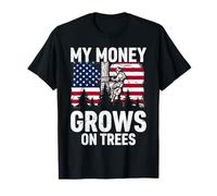 Tree Climbing American Flag Arborist My Money Grows On Trees T-Shirt