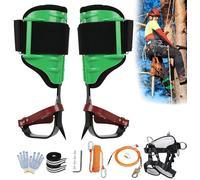 Tree Climbing Spikes Set，Adjustable Tree Climbing Gear，Upgraded EVA Material，with professional accessories required for climbing trees,Tree Work,Logging,Fruit Picking,Hunting(SET B) (GREEN SET 0B)