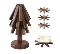 Tree Coasters, Wooden Trivet for Hot Dishes, 3-Piece Trivet Tree Set Coaster, Heat Resistant Wood Tree Shaped Trivet Mats, for Hot Pots and Pans Heat Resistant Pads for Kitchen Counter (Walnut)