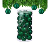 Relaxdays Christmas Bauble Set of 30, Glittery, Matt & Shiny Ornaments, Plastic Xmas Tree Balls, 7 x 6 cm, Dark Green