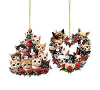 Tree Decorations - Cartoon Animal Acrylic Tree Ornaments - Romantic Cat Dog Car Decorations for Saint Day Holiday Decorations