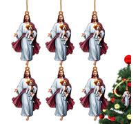 Tree Decorations for Jesus Christmas - Set of 6 Acrylic Pendants, 2D Hanging Christmas Decorations, Religious Christmas Ornaments | Faith Inspired Tree Ornaments for Men and Women, Family