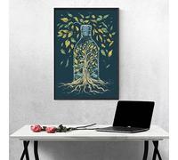 Tree Diamond Art Bottle 5d Diamond Painting Kits for Adults Full Drill Crystal Art Kits for Beginners, DIY Cross Stitch Embroidery Crafts Pictures for Home Wall Decor, Gifts 12×16in/30×40cm PJY9 J-Q