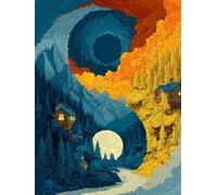 Tree Diamond Art, Cottage 5D DIY Diamond Painting Kits, 5D Full Drill Crystal Art Kits for Adults, DIY Adult Crafts, Cross Stitch Embroidery Crafts Pictures, Room Decor, Gifts for Women 36x48in A-5189