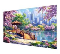 Tree Diamond Art Pavilion Diamond Painting Kits Adults, 5D Cross Stitch Arts Crafts Pictures Full Drill Embroidery Square Crystal Kits for Adults Beginner, Women Hobbies Wall Decor 23.6x47.2in K#-349
