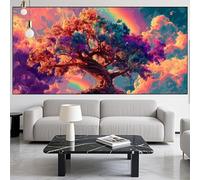 Tree Diamond Art Rainbow Diamond Painting Arts and Crafts for Adults,5D Diamont Painting Kits Adults Crysta Cross Stitch Crafts Pictures,DIY Embroidery Kit for Beginner Home Wall Decor 28x72in LK-565