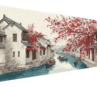 Tree Diamond Painting Architecture Diamond Art Kits Adults Beginners DIY 5D Round Drill Round Gem Crystal Art Rhinestone Embroidery Paintings Crafts Picture Kits for Home Wall Decor 40x80cm c1-c16