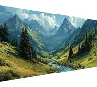 Tree Diamond Painting Mountain Diamond Art Kits Adults Beginners DIY 5D Round Drill Round Gem Crystal Art Rhinestone Embroidery Paintings Crafts Picture Kits for Home Wall Decor 80x160cm uk7-b12