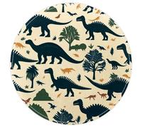 Tree Dinosaurs Silhouettes Pattern (2) Round Area Rug Non-Slip Washable Floor Mat for Living Room Bedroom Entryway