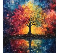 Tree DIY Diamond Art Kits Adults, Diamond Painting for Wall Decor, Starry Sky 5D Round Full Drill Crystal Art Kits, Cross Stitch Embroidery Crafts Pictures for Adults Beginners, Gifts, 20x20in N-4415