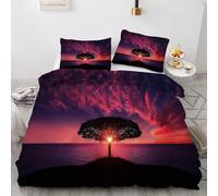 Tree Duvet Cover 120x150cm Sunsets Bedding Set 3 Pieces - 110gsm Soft Brushed Microfiber Quilt Cover, Bed Set with 2 Pillowcases 50x75 cm, Zipper Closure -Kg3998