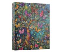 Tree Floral Artwork Teal Blue 3 - Ring Binders with 1.57" Round Rings Fit 200 Sheets of 8.5x11 Inches Paper for School Home Office Meeting Classroom, 12.4x10.63x2.36 Inches