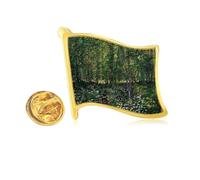 tree flower landscape illustration Golden Metal Flag Lapel Pin Badge