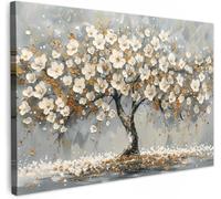 Tree - Flowers - White - Nature - Art Canvas Wall Art Work Room Posters Painting Wallfillers Picture Decoration Prints 90x130cm Frameless