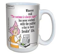 Tree-Free Greetings 15-Ounce (443ml) Ceramic Mug with Full-Sized Handle, Aunty Acid Customer's Always Right, Multi-Colour, 8.13 x 12.7 x 12.7 cm