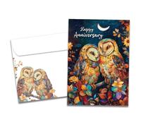 Tree-Free Greetings - Anniversary Card - Artful Designs - 1 Greeting Card + Matching Envelope - Made in USA - 100% Recycled Paper - 5 x 7 - Starry Owls (GO69953)