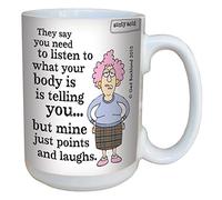 Tree-Free Greetings Aunty Acid Points And Laughs Mug with Full-Sized Handle, Ceramic, Multi-Colour, 443 ml