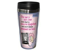 Tree-Free Greetings "Aunty Acid Released on Bail Sip 'N Go Lined Travel Mug, Stainless Steel, Multi-Colour, 473 ml