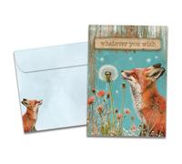 Tree-Free Greetings - Birthday Card - Artful Designs - 1 Greeting Card + Matching Envelope - Made in USA - 100% Recycled Paper - 5 x 7 - Fox Wishes (GO69861)