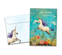 Tree-Free Greetings - Birthday Card - Artful Designs - 1 Greeting Card + Matching Envelope - Made in USA - 100% Recycled Paper - 5 x 7 - Sweet Unicorn (GO69947)