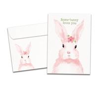 Tree-Free Greetings - Easter Greeting Card - Artful Designs - 1 Card + Matching Envelope - Made in USA - 100% Recycled Paper - 5 x 7 - Pink Bunny (GO64292)