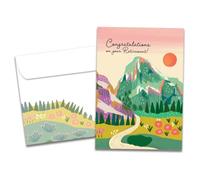 Tree-Free Greetings - Retirement Card - Artful Designs - 1 Greeting Card + Matching Envelope - Made in USA - 100% Recycled Paper - 5 x 7 - Mountain Path Trees (GO69681)