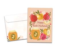 Tree-Free Greetings - Rosh Hashanah Greeting Cards - Artful Designs - 12 Cards + Matching Envelopes - Made in USA - 100% Recycled Paper - 5"x7" - Umetukah Apples (HP68858)