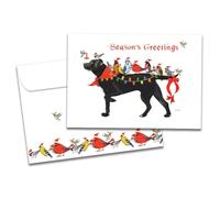 Tree-Free Greetings - Season's Greeting Cards - Artful Designs - 10 Cards + Matching Envelopes - Made in USA - 100% Recycled Paper - 5 x 7 - Bird Dog Christmas (HB93239)