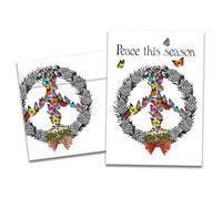 Tree-Free Greetings - Season's Greeting Cards - Artful Designs - 10 Cards + Matching Envelopes - Made in USA - 100% Recycled Paper - 5 x 7 - Peace Wreath (HB93537)