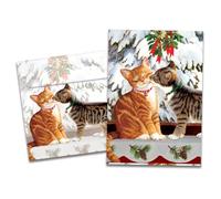 Tree-Free Greetings - Season's Greeting Cards - Artful Designs - 10 Cards + Matching Envelopes - Made in USA - 100% Recycled Paper - 5 x 7 - Kitten Kiss (HB93347)