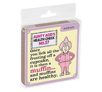 Tree-Free Greetings Set of 4 Cork-Backed Coasters, 3.75"x3.75" (9.5cm x 9.5cm) Aunty Acid Healthy Muffins, Multi-Colour, 9.5 x 9.5 x 0.34 cm