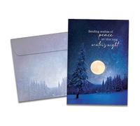 Tree-Free Greetings Solstice Greeting Card with Matching Envelope, Eco Friendly, Made in USA, 100% Recycled Paper, 5" x 7", Peace In Winters Night (GO64246)