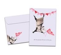 Tree-Free Greetings - Valentine's Day Greeting Card - Artful Designs - 1 Card + Matching Envelope - Made in USA - 100% Recycled Paper - 5 x 7 - Possum Love (SC20878)