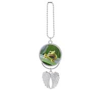 Tree Frog Baby Car Hanging Ornament Rear View Mirror Pendant Lucky Presents Hanging Ornament Funny Car Pendant for Office Auto Home Decoration Silver-style